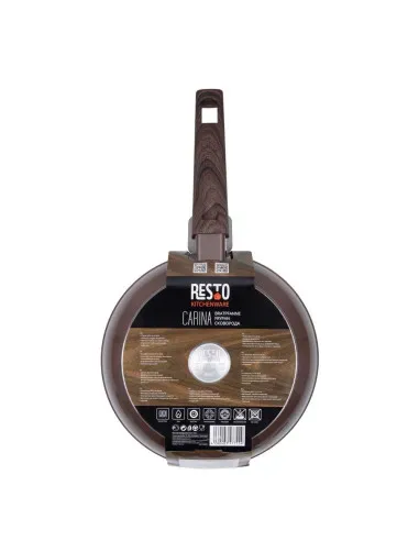 Sarten Resto Antiadh. De Marmol 22cm Ancho 4.4cm Alto Aluminio Forjado-Mango Madera Todo Tipo De Cocina Negro