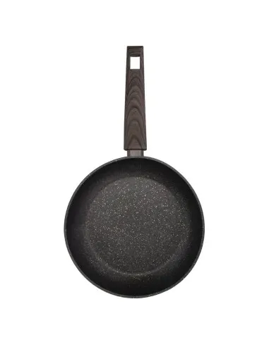 Sarten Resto Antiadh. De Marmol 22cm Ancho 4.4cm Alto Aluminio Forjado-Mango Madera Todo Tipo De Cocina Negro