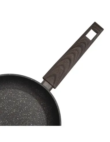 Sarten Resto Antiadh. De Marmol 22cm Ancho 4.4cm Alto Aluminio Forjado-Mango Madera Todo Tipo De Cocina Negro