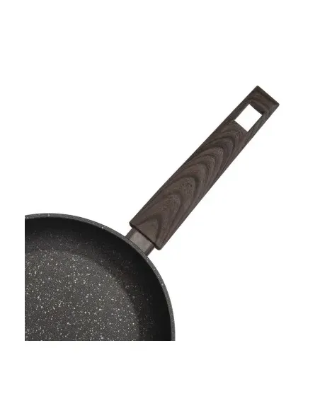 Sarten Resto Antiadh. De Marmol 22cm Ancho 4.4cm Alto Aluminio Forjado-Mango Madera Todo Tipo De Cocina Negro