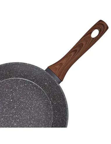 Sarten Resto Antiadh. Revest.Granito 26cm Ancho 7.0cm Alto Aluminio Forjado-Mango Madera Todo Tipo De Cocina