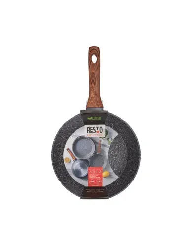 Sarten Resto Antiadh. Revest.Granito 26cm Ancho 7.0cm Alto Aluminio Forjado-Mango Madera Todo Tipo De Cocina