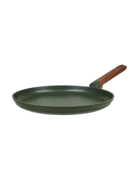 Sarten Crepera Resto Antiadh. 28cm Ancho 2.7 Cm Alto Aluminio-Mango Madera Todo Tipo De Cocina Negro