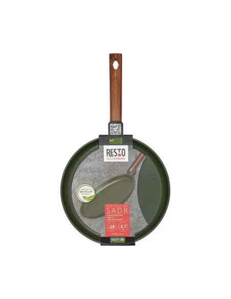 Sarten Crepera Resto Antiadh. 28cm Ancho 2.7 Cm Alto Aluminio-Mango Madera Todo Tipo De Cocina Negro
