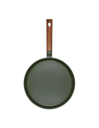 Sarten Crepera Resto Antiadh. 28cm Ancho 2.7 Cm Alto Aluminio-Mango Madera Todo Tipo De Cocina Negro
