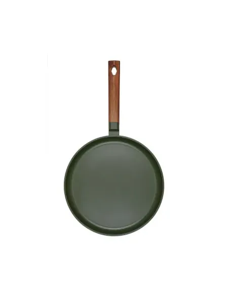 Sarten Crepera Resto Antiadh. 28cm Ancho 2.7 Cm Alto Aluminio-Mango Madera Todo Tipo De Cocina Negro