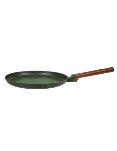 Sarten Crepera Resto Antiadh. 28cm Ancho 2.7 Cm Alto Aluminio-Mango Madera Todo Tipo De Cocina Negro