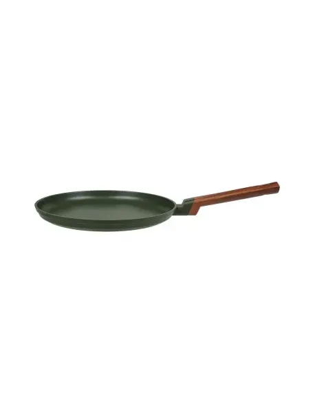 Sarten Crepera Resto Antiadh. 28cm Ancho 2.7 Cm Alto Aluminio-Mango Madera Todo Tipo De Cocina Negro