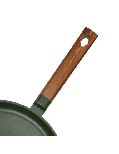 Sarten Crepera Resto Antiadh. 28cm Ancho 2.7 Cm Alto Aluminio-Mango Madera Todo Tipo De Cocina Negro