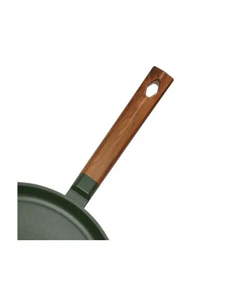 Sarten Crepera Resto Antiadh. 28cm Ancho 2.7 Cm Alto Aluminio-Mango Madera Todo Tipo De Cocina Negro