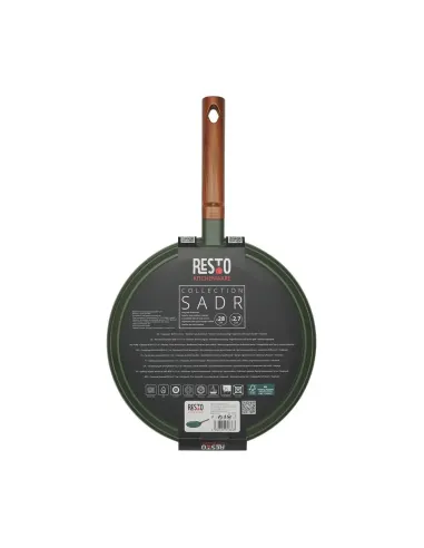 Sarten Crepera Resto Antiadh. 28cm Ancho 2.7 Cm Alto Aluminio-Mango Madera Todo Tipo De Cocina Negro