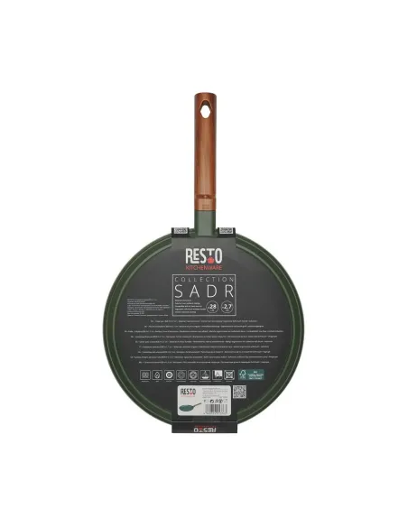 Sarten Crepera Resto Antiadh. 28cm Ancho 2.7 Cm Alto Aluminio-Mango Madera Todo Tipo De Cocina Negro