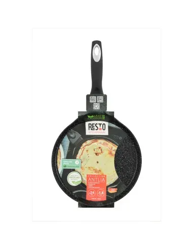 Sarten Pancake Resto Antiadh. 24cm Ancho 1.8 Cm Alto Aluminio-Mango Madera Todo Tipo De Cocina Negro