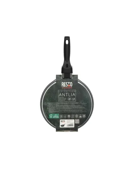 Sarten Pancake Resto Antiadh. 24cm Ancho 1.8 Cm Alto Aluminio-Mango Madera Todo Tipo De Cocina Negro