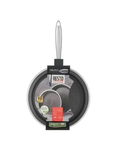 Sarten Resto Antiadh. 26cm Ancho 5.3cm Alto Acero Inox Induccion Mango Ergonomico
