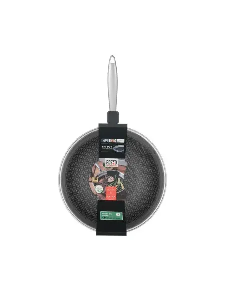 Wok Resto Antiadh. 28 Cm Ancho 7.5 Cm Ancho Inox Induccion Mango Ergonomico