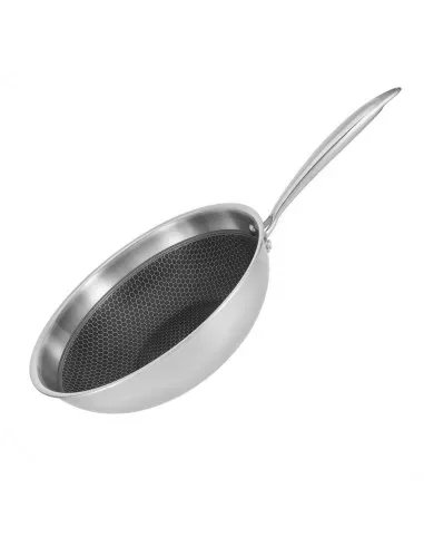 Wok Resto Antiadh. 28 Cm Ancho 7.5 Cm Ancho Inox Induccion Mango Ergonomico