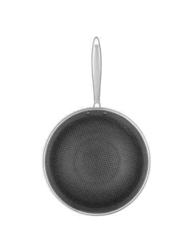 Wok Resto Antiadh. 28 Cm Ancho 7.5 Cm Ancho Inox Induccion Mango Ergonomico