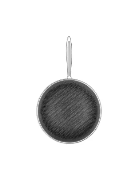 Wok Resto Antiadh. 28 Cm Ancho 7.5 Cm Ancho Inox Induccion Mango Ergonomico