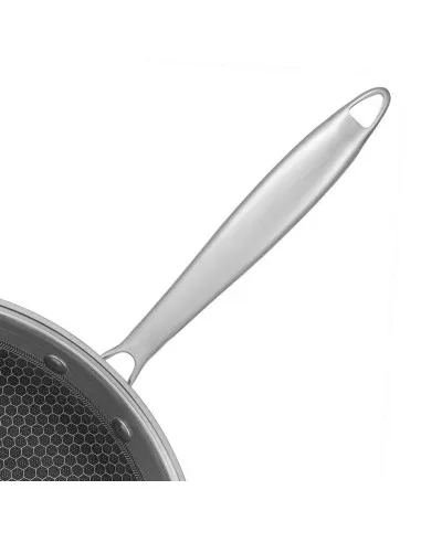 Wok Resto Antiadh. 28 Cm Ancho 7.5 Cm Ancho Inox Induccion Mango Ergonomico