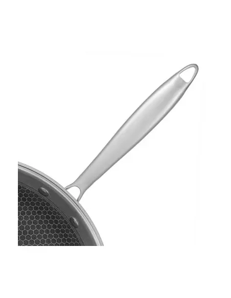 Wok Resto Antiadh. 28 Cm Ancho 7.5 Cm Ancho Inox Induccion Mango Ergonomico