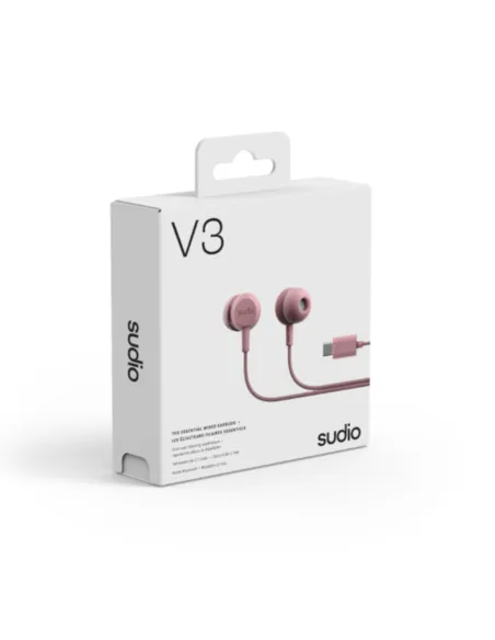 Audífonos Sudio V3 Alambrico Estilo Tapon USB-C-Microf. Integr. Rosado
