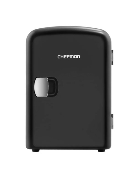 MINI REFRI CHEFMAN PORTATIL 4LTS PUERTA AJUSTE FRIO CALIENTE 0 65 GRD CENTIGRADOS NEGRO