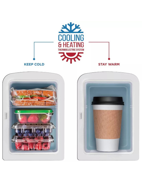 MINI REFRI CHEFMAN PORTATIL 4LTS PUERTA AJUSTE FRIO CALIENTE 0 65 GRD CENTIGRADOS NEGRO