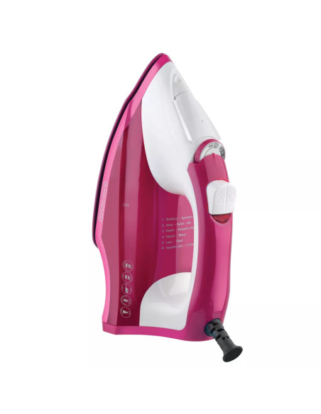 PLANCHA DE ROPA BLACK DECKER LIGHT EASY 1200W SUELA ANTIADHERENTE CERAMICA SMARTSTEAM BLANCO FUCSIA
