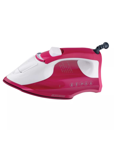 PLANCHA DE ROPA BLACK DECKER LIGHT EASY 1200W SUELA ANTIADHERENTE CERAMICA SMARTSTEAM BLANCO FUCSIA