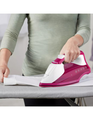 PLANCHA DE ROPA BLACK DECKER LIGHT EASY 1200W SUELA ANTIADHERENTE CERAMICA SMARTSTEAM BLANCO FUCSIA