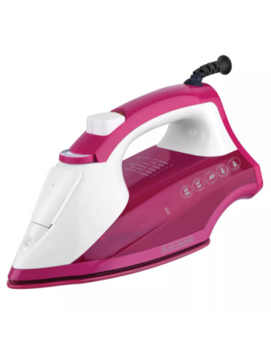 PLANCHA DE ROPA BLACK DECKER LIGHT EASY 1200W SUELA ANTIADHERENTE CERAMICA SMARTSTEAM BLANCO FUCSIA