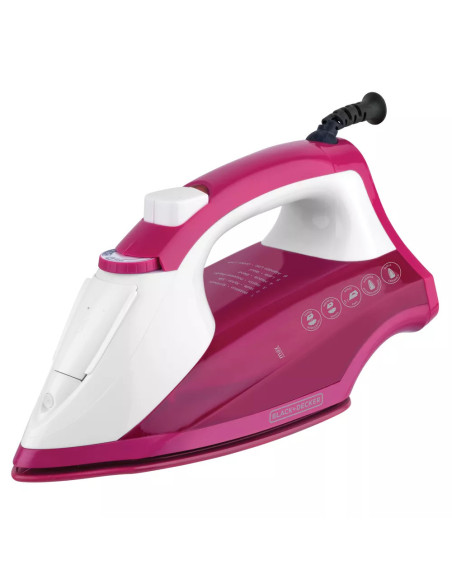 PLANCHA DE ROPA BLACK DECKER LIGHT EASY 1200W SUELA ANTIADHERENTE CERAMICA SMARTSTEAM BLANCO FUCSIA