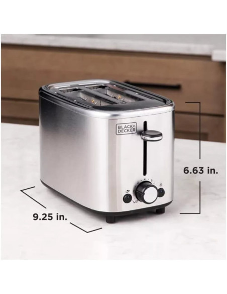 TOSTADORA BLACK DECKER 2 REBANADAS 7 NIVELES ACERO INOX.