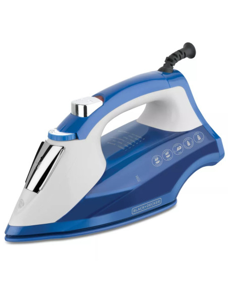 PLANCHA DE ROPA BLACK DECKER LIGHT EASY 1200W SUELA ANTIADHERENTE TRUEGLIDE SMARTSTEAM BLANCO AZUL