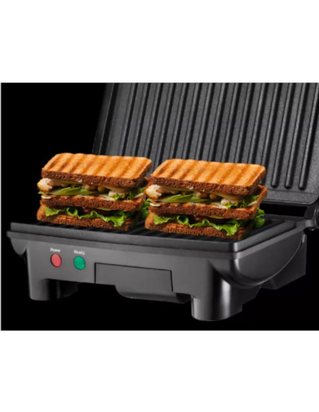 SANDWICHERA CHEFMAN PANINI 3 EN 1 2 REBANADAS ANTIADHERENTE 1000W ACERO INOX