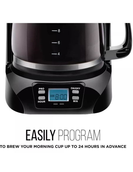 CAFETERA CHEFMAN 12 TAZAS PROGRAMABLE DIGITAL CON JARRA DE VIDRIO ACERO INOX