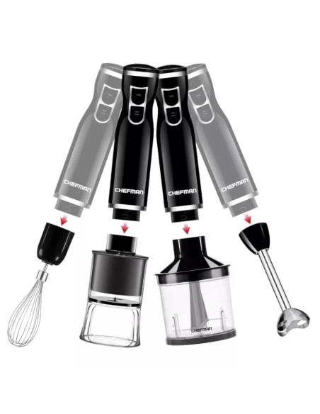 BATIDORA DE INMERSION CHEFMAN 6 EN 1 2 VELOCIDADES 300 WATTS NEGRO