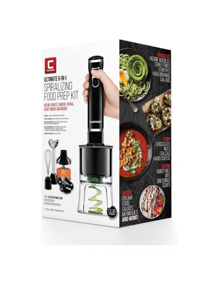 BATIDORA DE INMERSION CHEFMAN 6 EN 1 2 VELOCIDADES 300 WATTS NEGRO