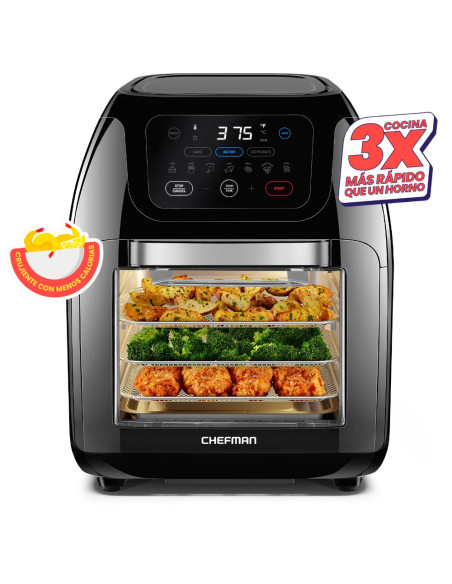 FREIDORA DE AIRE CHEFMAN CON HORNO 10LTS PANTALLA TOUCH 1700W APAGADO AUT  NEGRO